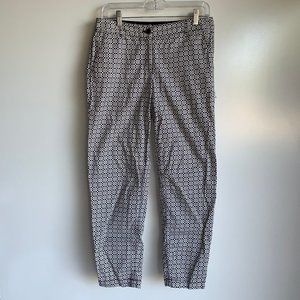TALBOTS Black & White Print Cropped The Weekend Chino Cotton Pants Size 2